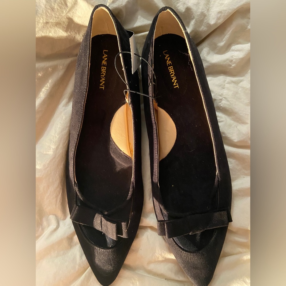 NWT Lane Bryant Black Bowed Flats 12W